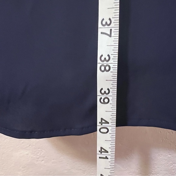 ANNA KACI Navy Drawstring Midi/Maxi Spaghetti Strap Dress w Side Slits Size XL - Picture 9 of 9